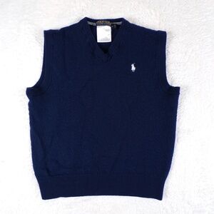 Polo Golf Ralph Lauren Youth/Boy's Size M Merino Wool Vest Navy Blue